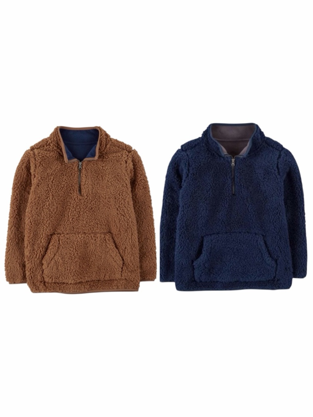 Lot of (2) Carter’s Boy’s Kid Quarter Zip Sherpa Pullover. Size 10/10A.